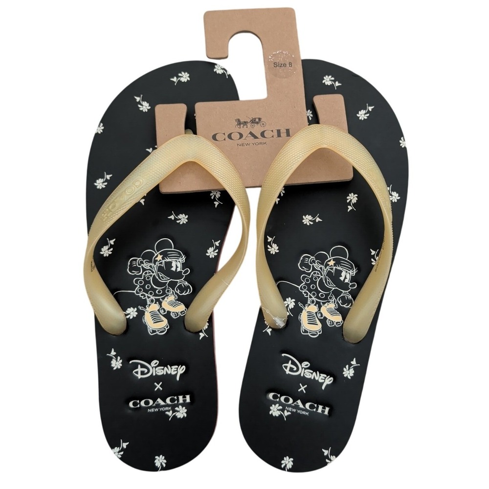 NWT Coach x Disney Minnie Mouse Roller Skate Flip Flops Sandals Size 8 Rare